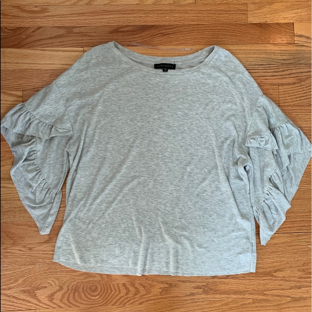 NORDSTROM Ruffle Sleeve Gray Top